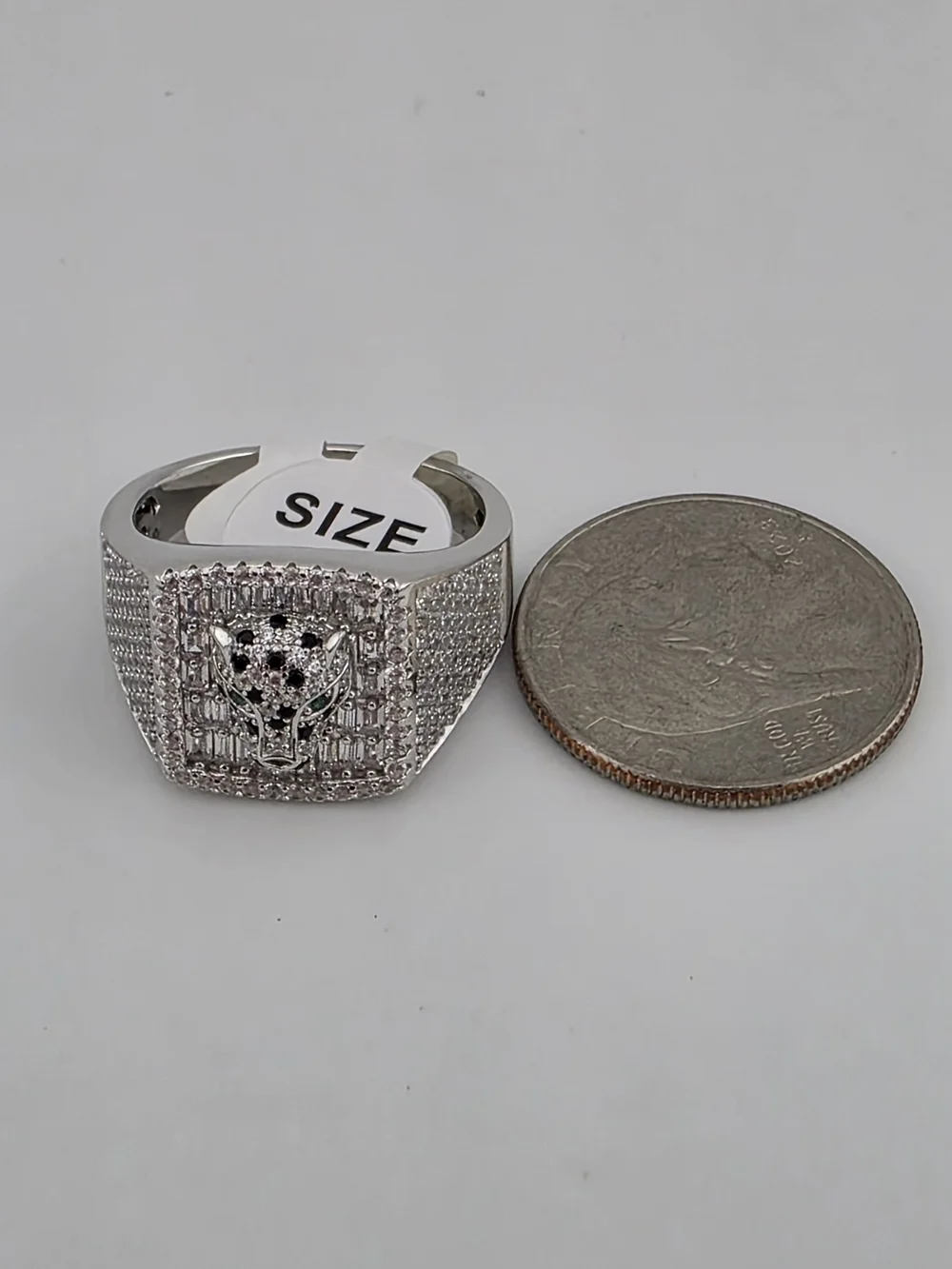 Sterling Silver 925 Pavé Panther Ring in Silver